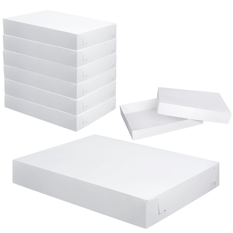 Chivertion 6 Pack Full Sheet Cake Box 26 x 18 x 4 Inch Non Window Bakery Tray Full Sheet Cup Cake Box for Party Bread Display Kitchen Bakery Home Birthday (White) - Image 1