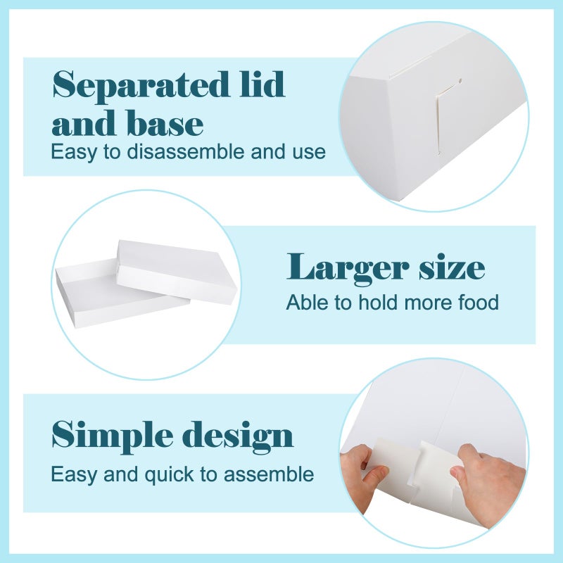 Chivertion 6 Pack Full Sheet Cake Box 26 x 18 x 4 Inch Non Window Bakery Tray Full Sheet Cup Cake Box for Party Bread Display Kitchen Bakery Home Birthday (White) - Image 3