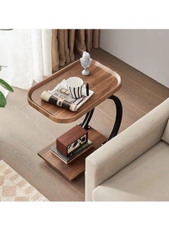 Side Table Small Bedside Table Mini Skinny Bedside Table End Table, Space Saving Height 27.6 inches (70 cm) C-Shaped Coffee Table, Side Sofa Snack Table for Sofa Reclining Furniture