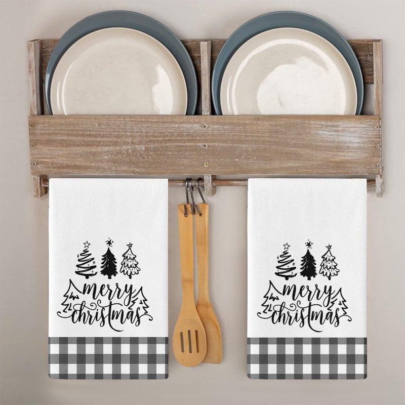 Hot Selling Christmas Decoration Kitchen Towel Snowman Car Print Absorbent Towel Home Cleaning Dish Towel - Image 1