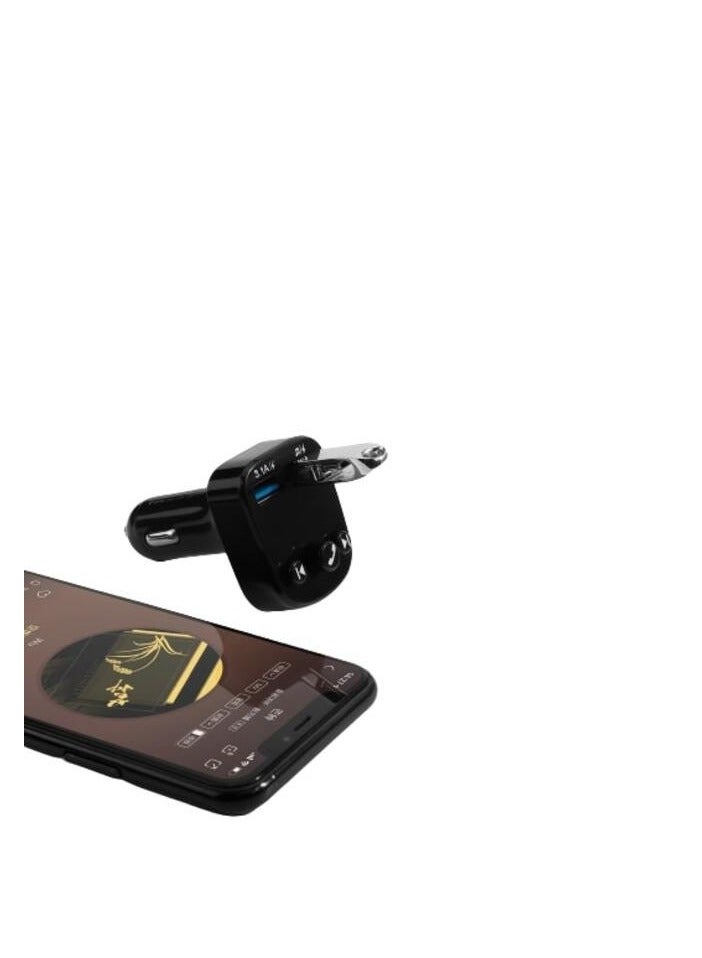 Recci Car charger that contains two USB ports, supports fast charging, a small screen, and buttons to control volume, calls, and signal for all devices - Image 4