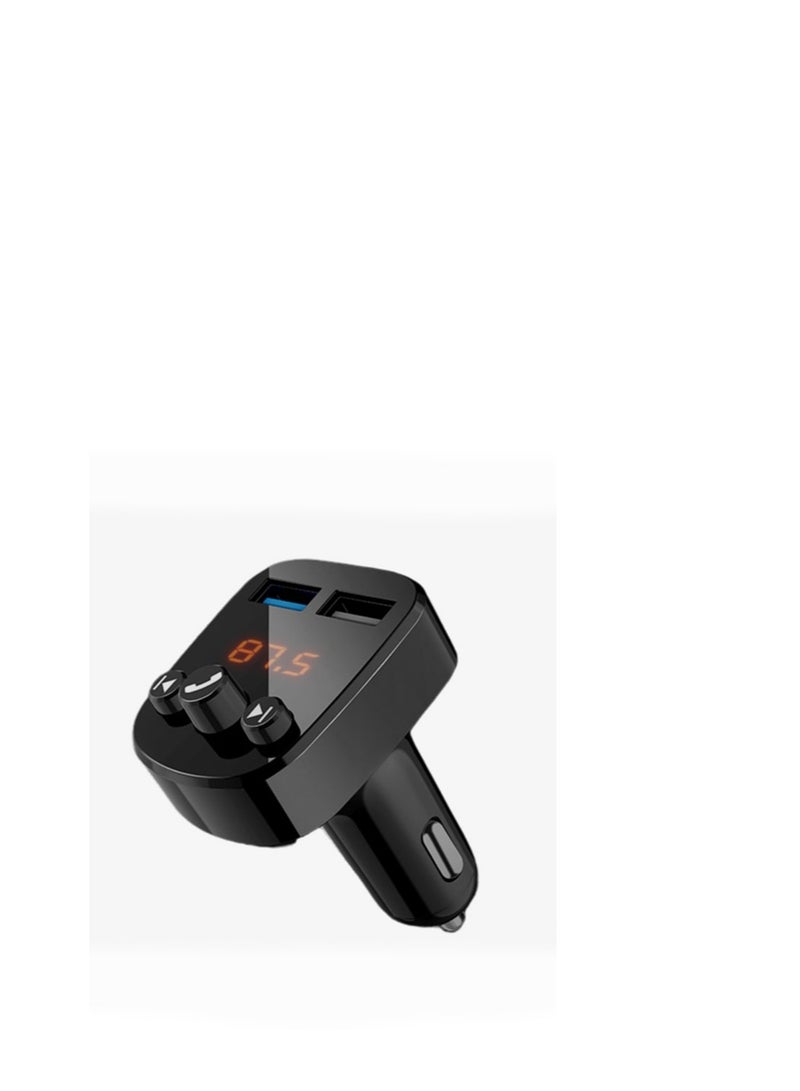 Recci Car charger that contains two USB ports, supports fast charging, a small screen, and buttons to control volume, calls, and signal for all devices - Image 2