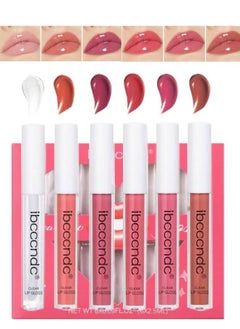 6pcs Set Clear Lip Gloss Lipstick Long Lasting Makeup Non Stick and Non Fading Moisturizing Non sticky Lip Makeup Moisturizing Clear and Color Cute Lip Gloss Liquid Lipstick Set 01