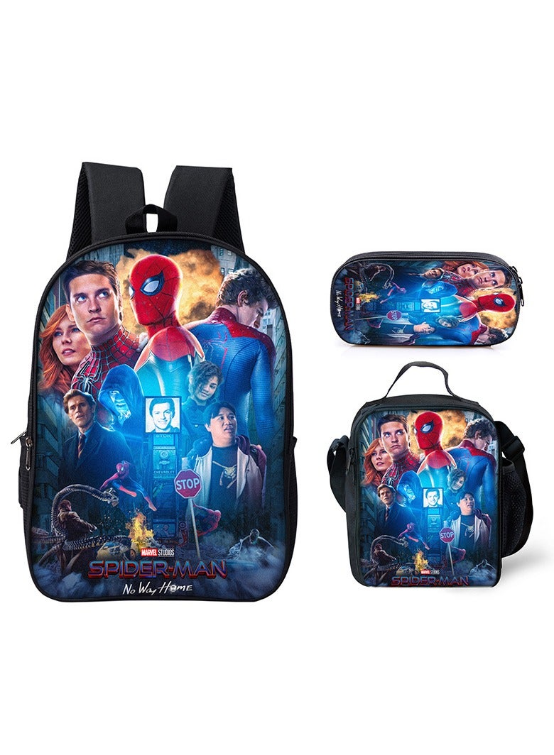 Spider-Man Three-piece Set For Primary And Secondary School Students Shoulder Bag Pencil Case Backpack