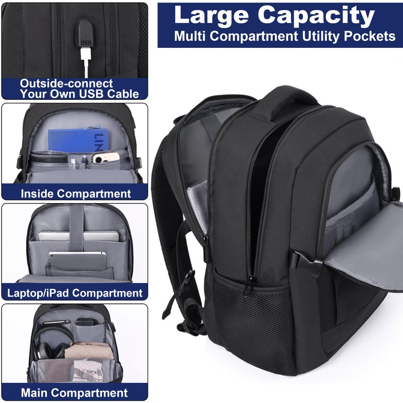 DEYACE Laptop Backpack 17 Inch Large Computer Bag for Men with USB Charger Port 18x14x8 Flight Approved Personal Item Travel Laptop Backpacks - Image 2