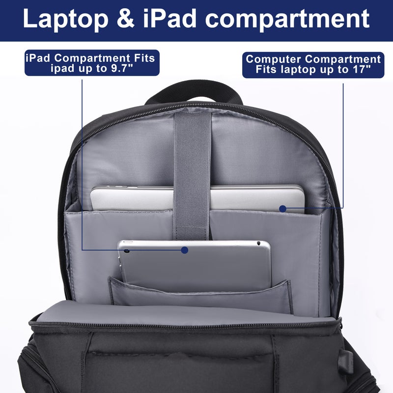 DEYACE Laptop Backpack 17 Inch Large Computer Bag for Men with USB Charger Port 18x14x8 Flight Approved Personal Item Travel Laptop Backpacks - Image 3