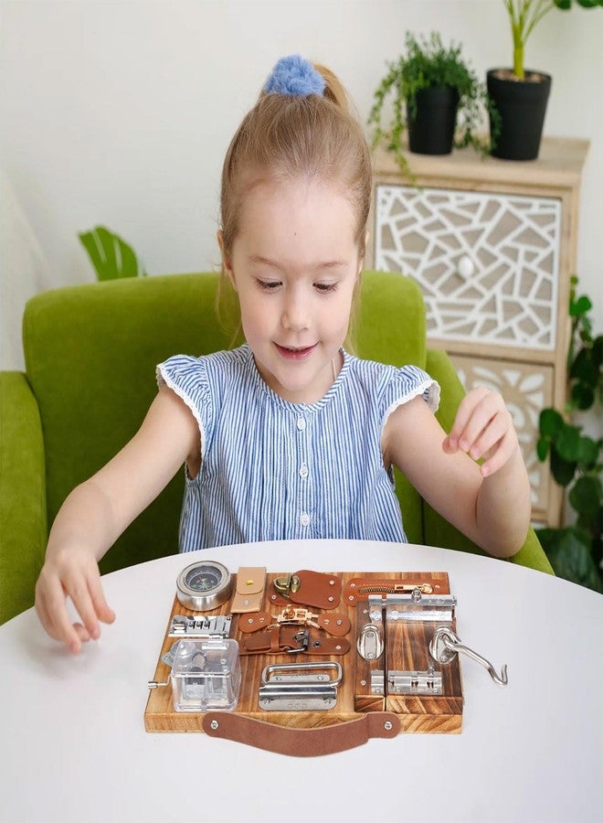 AXEARTE Montessori Busy Board for Toddlers Wooden Sensory Montessori Toys,Travel Toy Fidget Board Learning Activity Board for Fine Motor Skills Boys & Girls, Educational Learning Toy with Locks,Latches - Image 5