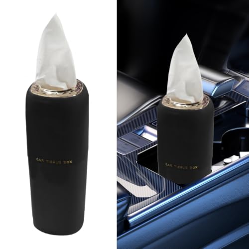 YoRise Car Tissue Holder Waterproof Plastic Auto Facial Tissues Cylinder Box Portable Paper Towel Tube Container for Travel Vehicle Napkin Organizer for Car Cup Holder Home Office Black - Image 1