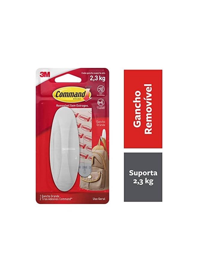 Command Command Designer Large Hook White color, 1 hook + 2 strips/pack | Holds 2.2 kg | Organize | Decoration | No Tools | Holds Strongly | Damage-Free Hanging  - Image 2