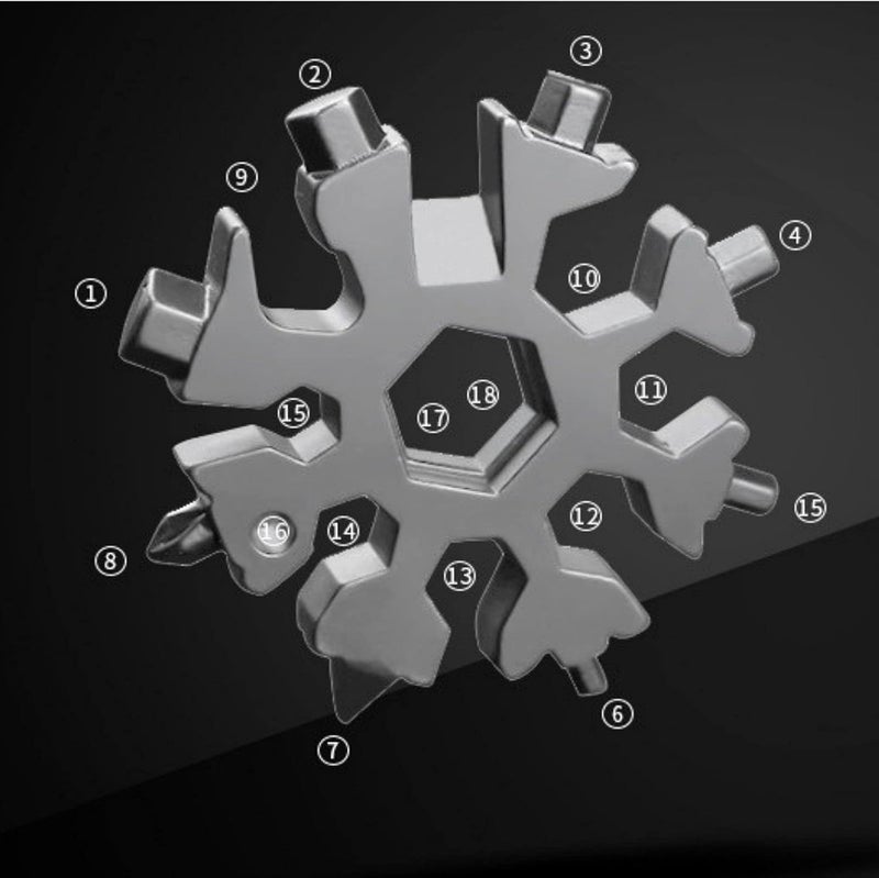 CROOT 3 Pack 18-in-1 Snowflake Multi Tool, Stainless Steel Snowflake Multi-Tool Bottle Opener/Flat Phillips Screwdriver Kit/Wrench, 18 in 1 Stainless Multitool (Standard, Stainless) - Image 3