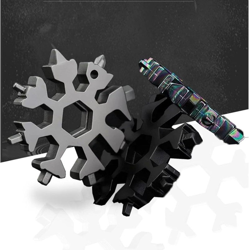 CROOT 3 Pack 18-in-1 Snowflake Multi Tool, Stainless Steel Snowflake Multi-Tool Bottle Opener/Flat Phillips Screwdriver Kit/Wrench, 18 in 1 Stainless Multitool (Standard, Stainless) - Image 5