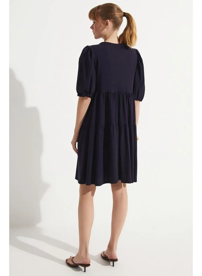 JUNE Tiered Poplin Dress