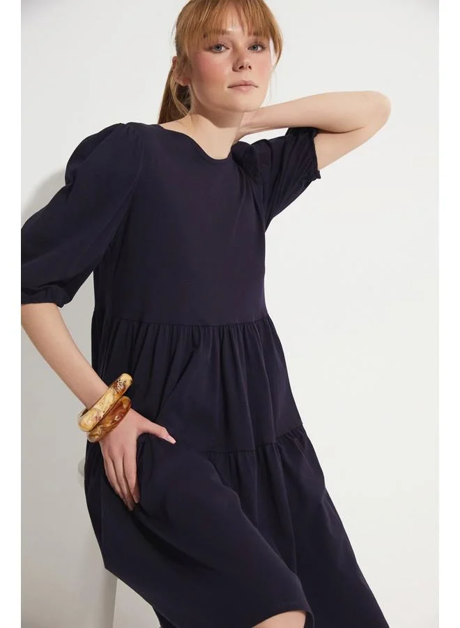 JUNE Tiered Poplin Dress