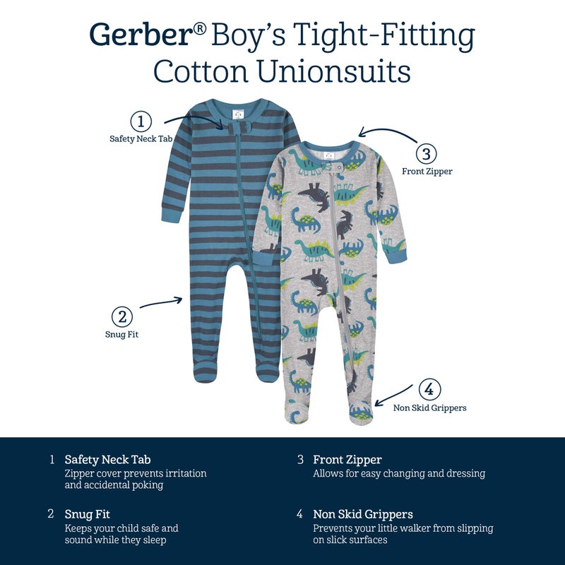 Gerber Baby Boys 4-pack Footed Pajamas And Toddler Sleepers, Dino And Arctic Animals, 9 Months US - Image 5