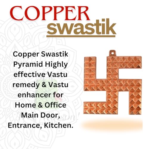 TREE MAISON CORONATING HOMES Vastu Copper Swastik | 6 Inch |Weight-460gm Approx |Satiya Pyramid Door Sign | Vastu Dosh & Nazar Dosh Remedy | Prosperity & Success | Pack of 1 - Image 3
