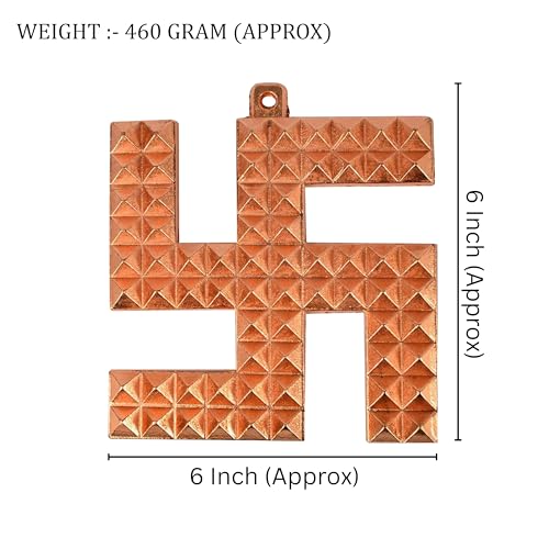 TREE MAISON CORONATING HOMES Vastu Copper Swastik | 6 Inch |Weight-460gm Approx |Satiya Pyramid Door Sign | Vastu Dosh & Nazar Dosh Remedy | Prosperity & Success | Pack of 1 - Image 2