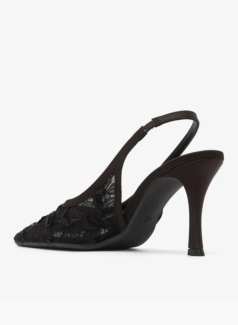 Ella Limited Edition Floral Detail Mesh Sling Back Pumps
