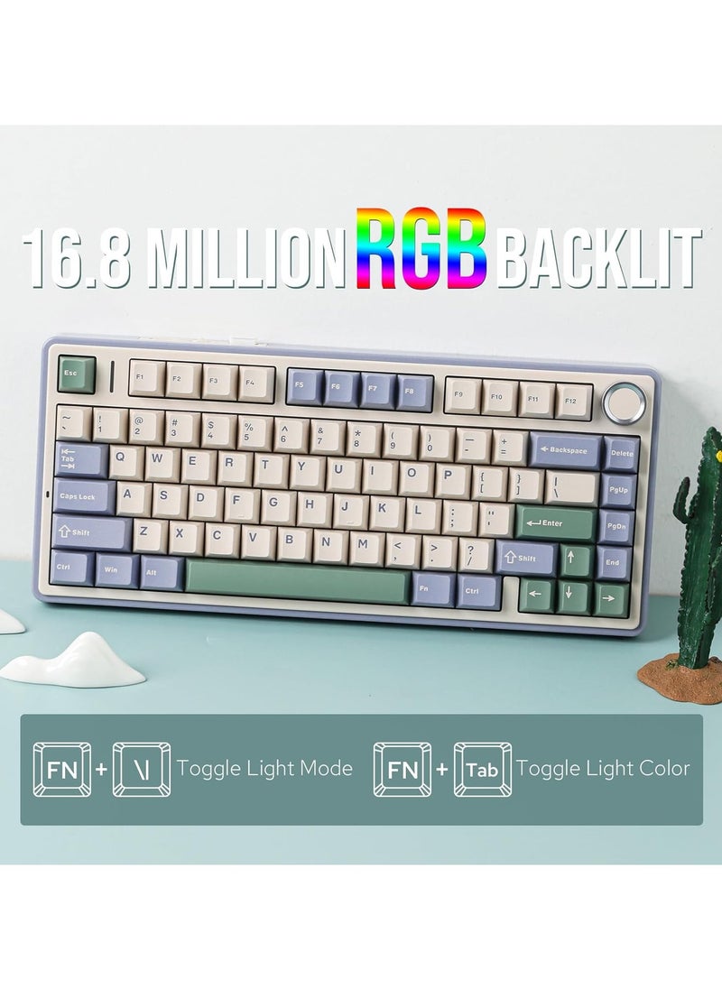 AULA - AULA F75 Wireless Mechanical Gaming Keyboard – 75% Compact Gasket Mount – Tri-Mode Bluetooth 5.0/2.4G/USB-C – Hot-Swappable LEOBOG Reaper Switches – RGB Backlit – Long Battery Life – Ultra-Fast Response for PC/Mac – (Green) - Image 1