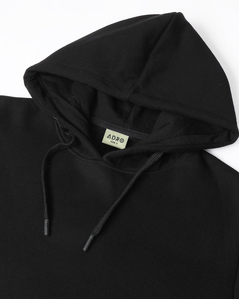 ADRO Men's Cotton Neck Hooded Sweatshirt (H24-PLN-BL_Black - Image 4