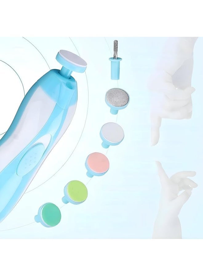 مجموعة أدوات العناية بالأظافر للأطفال، تتضمن مبرد أظافر كهربائي، مقص أظافر، أدوات تشذيب وتزيين أظافر اليدين والقدمين، آمنة للأطفال الرضع والصغار والنساء، مزودة بإضاءة LED و10 رؤوس طحن. - Image 3