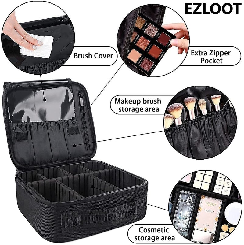 EZLOOT Small Travel Storage Makeup Case  Professional Cosmetic Makeup Bag Organizer for Girls and Women Accessories Case Tools Case Black 10 INCH 1 Layer - Image 4