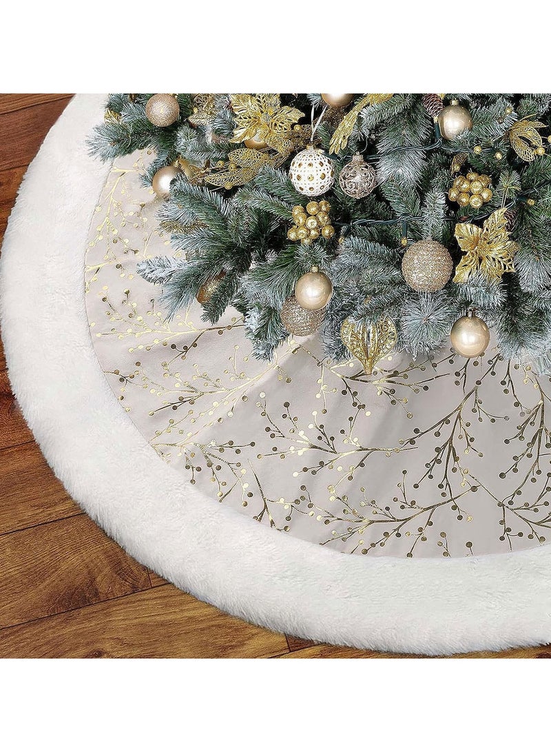 TAPIT 48 inch Christmas Tree Skirt Faux Fur Xmas Tree Skirt Christmas Decorations Holiday Tree Ornaments Tree Decoration for Christmas Home Decorations Xmas Party Holiday Decorations - Image 1