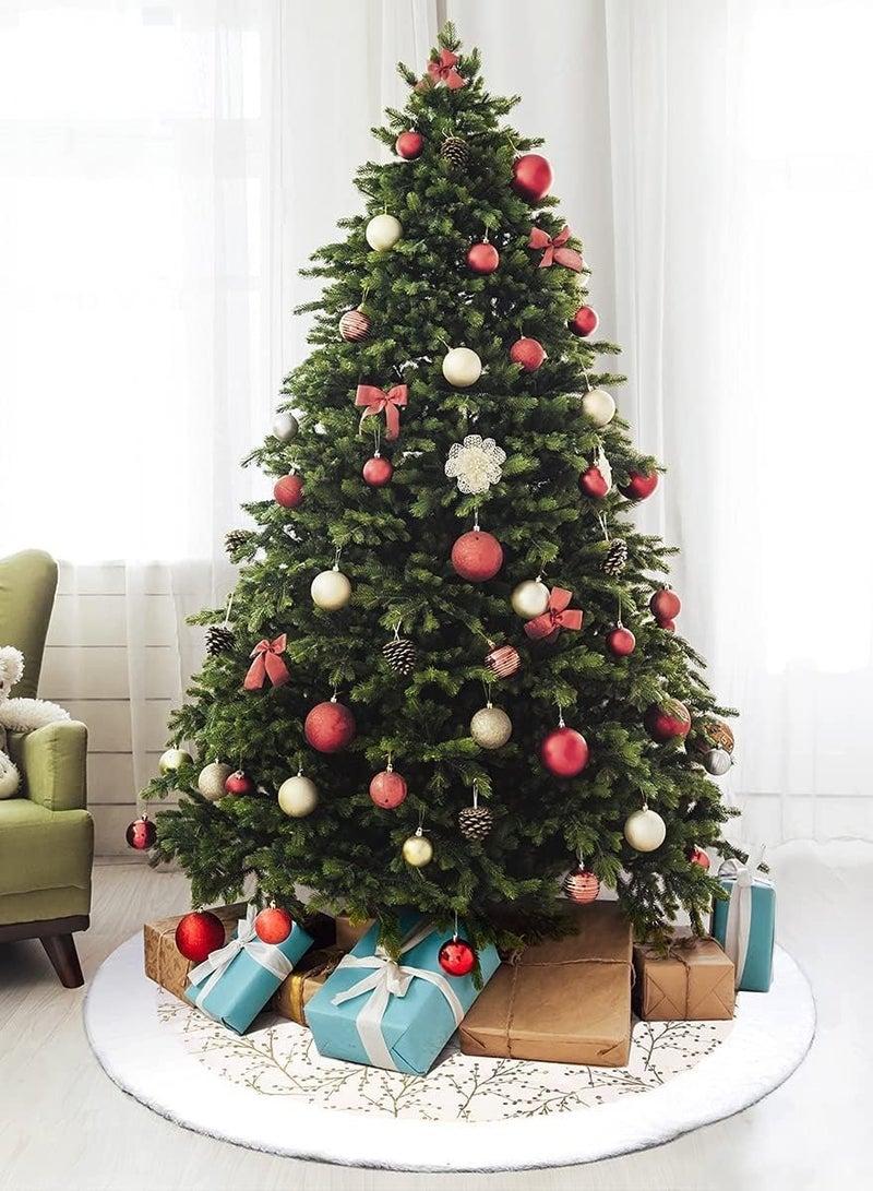 TAPIT 48 inch Christmas Tree Skirt Faux Fur Xmas Tree Skirt Christmas Decorations Holiday Tree Ornaments Tree Decoration for Christmas Home Decorations Xmas Party Holiday Decorations - Image 3