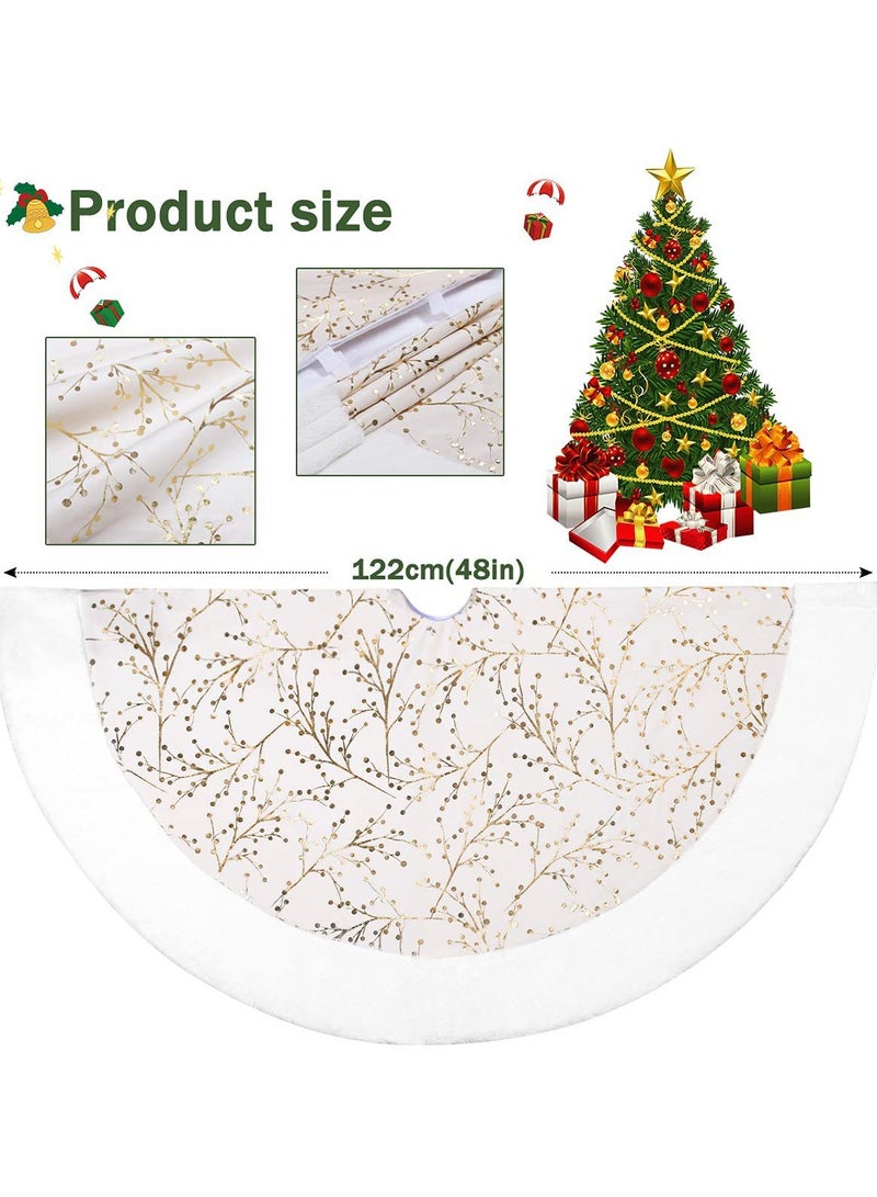 TAPIT 48 inch Christmas Tree Skirt Faux Fur Xmas Tree Skirt Christmas Decorations Holiday Tree Ornaments Tree Decoration for Christmas Home Decorations Xmas Party Holiday Decorations - Image 4
