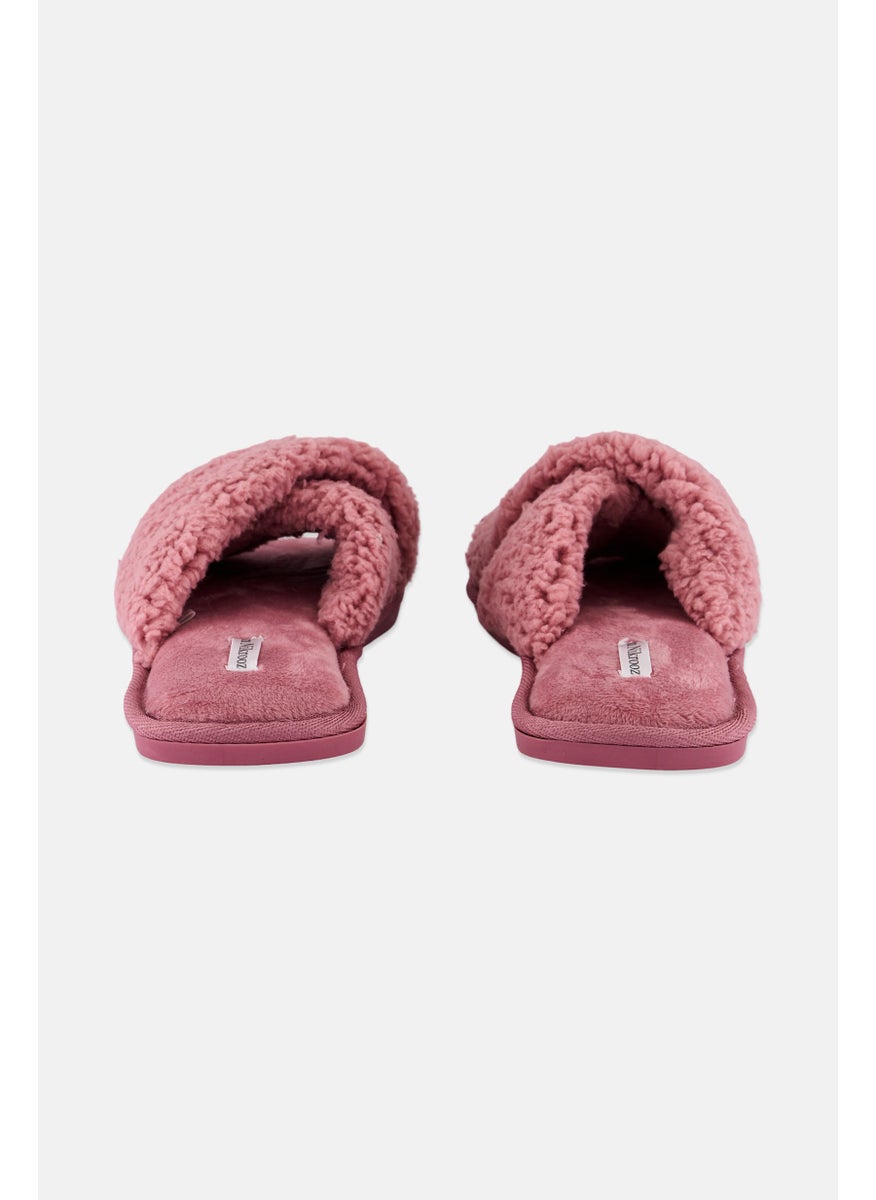 Flora Nikrooz Women Faux Fur Cross Slip On Sandals, Pink  - Image 2