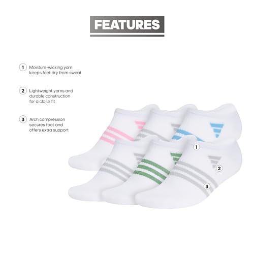 Adidas Superlite 3.0 No Show Athletic Socks (6-Pair) low-profile fit with targeted padding and arch compression - Image 2