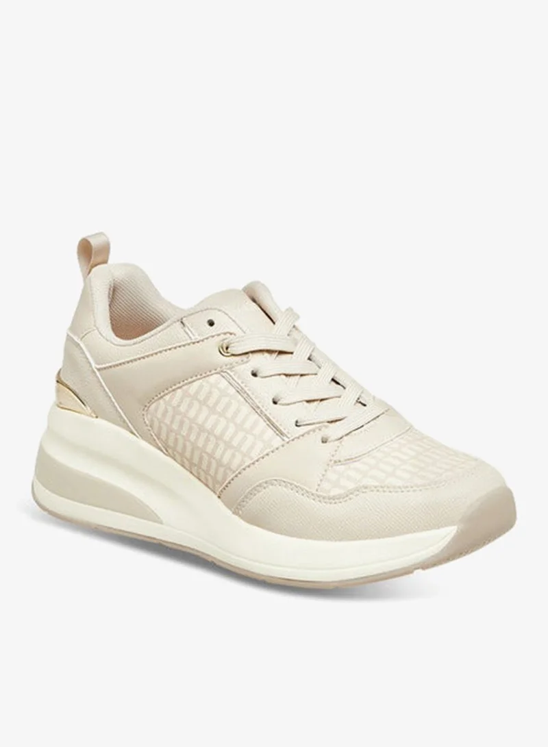 MISSY Women Monogram Print Sneakers with Lace-Up Closure