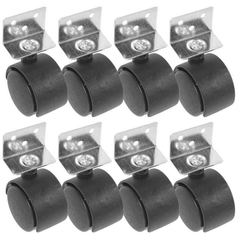 8 Pcs 1 5 Inch L Shaped Nylon Swivel Caster Wheels For Office Chair And Cabinet Replacement - Image 2