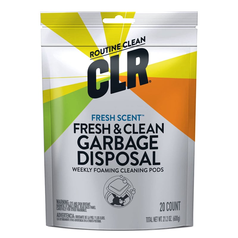 CLR Brands Garbage Disposal Cleaner and Deodorizer Pods, 20 Count, Fresh Scent, Foaming Drain Odor Eliminator, 5 Month Supply - Image 1
