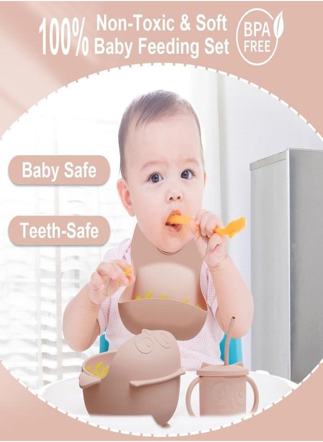 iMissiu - Baby Feeding Set,Baby Tableware Set With Suction Bowl Divided Plate,Toddler Weaning Set For Babies, Toddler And Kids(Pink) - Image 1