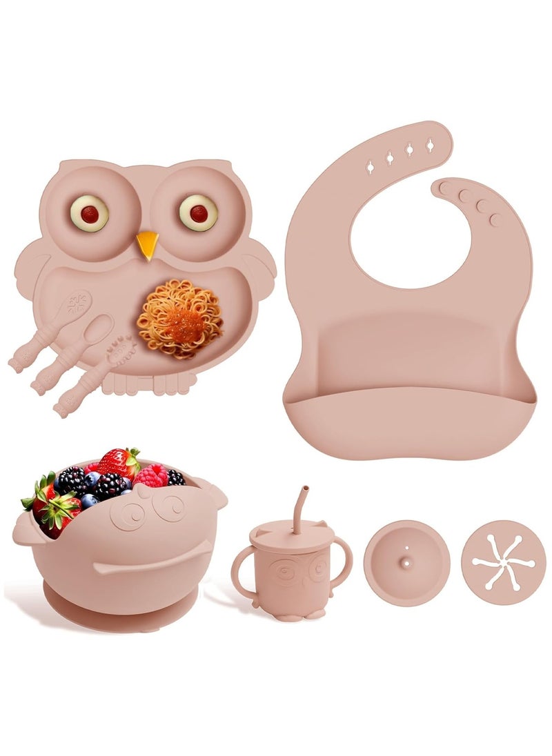 iMissiu - Baby Feeding Set,Baby Tableware Set With Suction Bowl Divided Plate,Toddler Weaning Set For Babies, Toddler And Kids(Pink) - Image 1