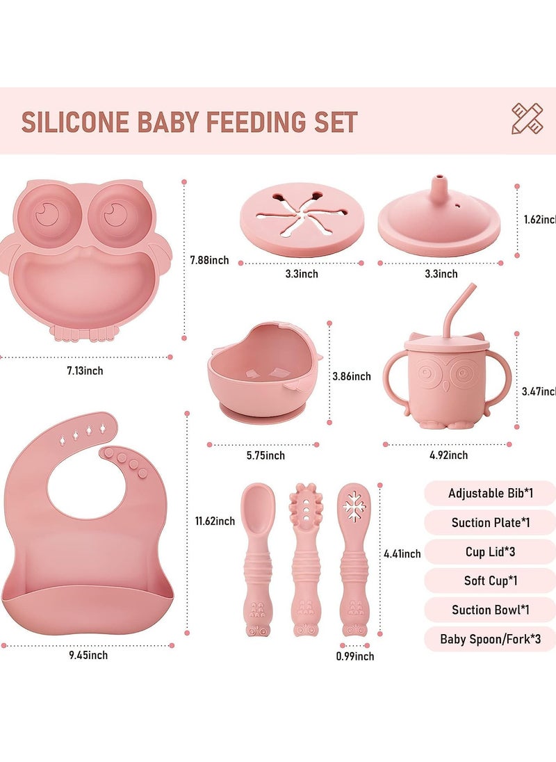 iMissiu - Baby Feeding Set,Baby Tableware Set With Suction Bowl Divided Plate,Toddler Weaning Set For Babies, Toddler And Kids(Pink) - Image 1