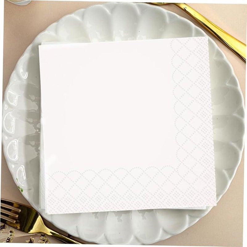 White Embossed Paper Dinner Napkins 100 Sheets Elegant Scalloped Edges for Weddings Parties Events - Image 5