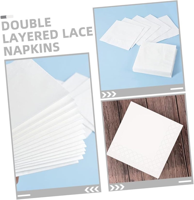 White Embossed Paper Dinner Napkins 100 Sheets Elegant Scalloped Edges for Weddings Parties Events - Image 4