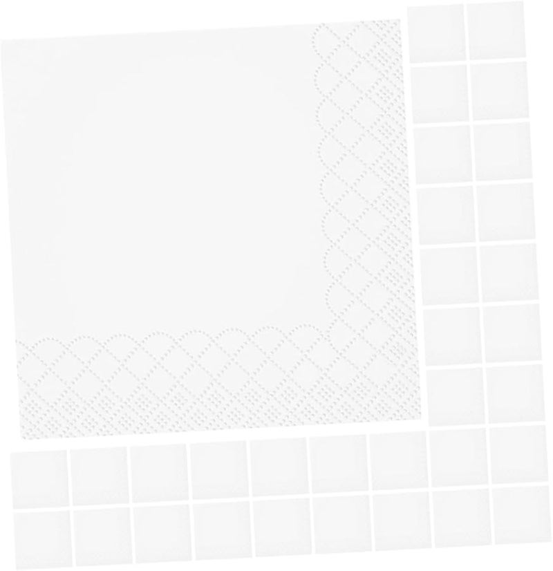 White Embossed Paper Dinner Napkins 100 Sheets Elegant Scalloped Edges for Weddings Parties Events - Image 1