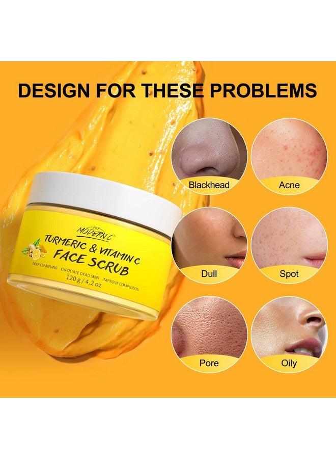 POP MODERN.C Vitamin C and Turmeric Face Scrub Cream Organics Microdermabrasion Facial Scrub Exfoliating Clears Blackheads Improve Dark Spot Acne with Strawberry Extract Exfoliator - Image 5