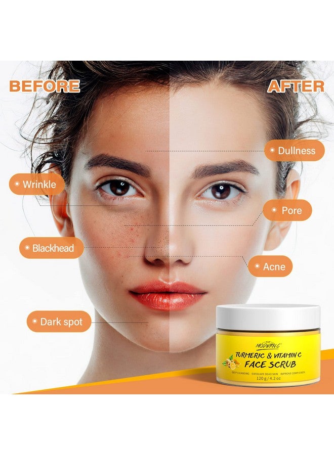 POP MODERN.C Vitamin C and Turmeric Face Scrub Cream Organics Microdermabrasion Facial Scrub Exfoliating Clears Blackheads Improve Dark Spot Acne with Strawberry Extract Exfoliator - Image 4