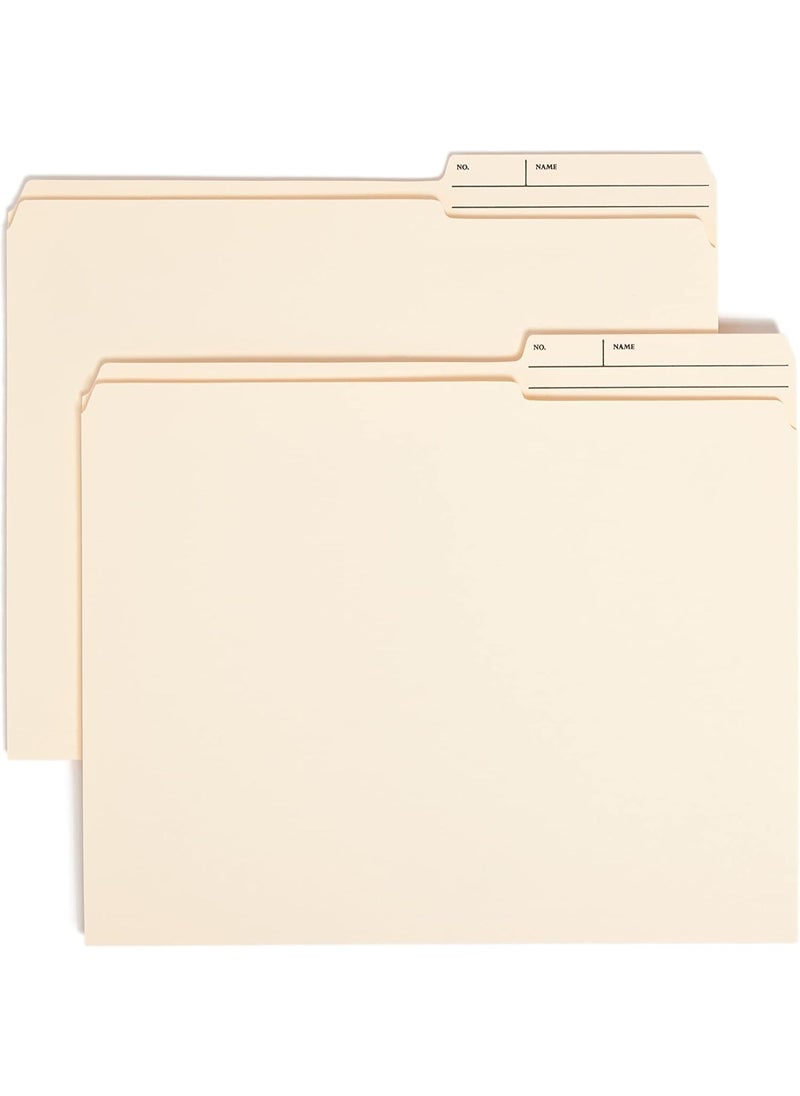 Smead Smead File Folders, Reinforced 2/5-Cut Right Position Printed Tab, Guide Height, Letter Size, Manila, 100 Per Box (10388)  - Image 1