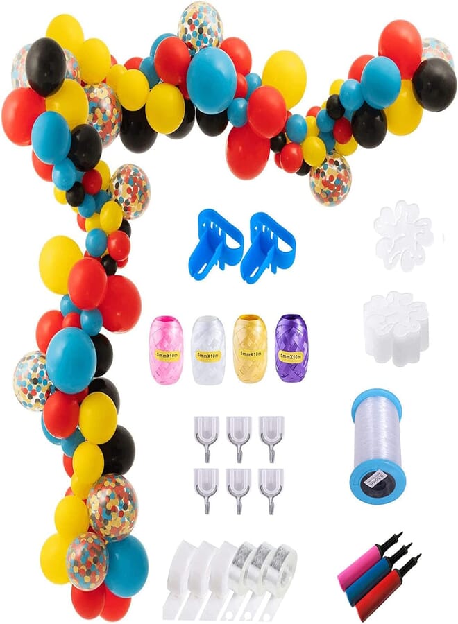 ALL IN Balloon Decorating Strip Kit,34 PCS Balloon Arch Garland Kit Accessories, Strips,Hand Pump,Tie Tool,Glue Dot etc for Balloon Decoration for Party Wedding Birthday Xmas Baby Shower DIY