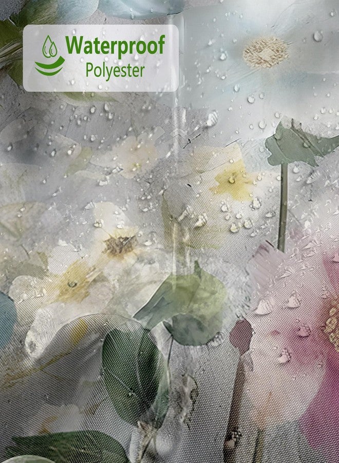 MEHOFOND Rustic Farmhouse Shower Curtain, Colorful Flowers Shower Curtain,Farm Teal Floral on Country Wooden Shower Curtain,Country Blue Wild Garden Plant Fabric Curtains for Bathroom 72x 72 inch - Image 4