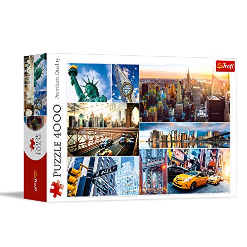 Trefl New York Collage 4000 Piece Jigsaw Puzzle Red 54x38 Print DIY Puzzle Creative Fun Classic Puzzle for Adults and Children from 15 Years Old - Image 1