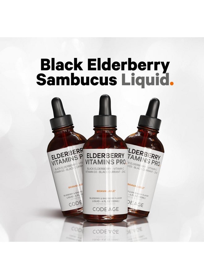 Codeage Elderberry Vitamins Pro - Organic Black Elderberry Liquid Drops - Vitamin C, D3, Zinc, Black Currant - 2-Month Supply - Black Sambucus Liquid - Supplement for Adults & Kids - 4 fl oz - Image 4