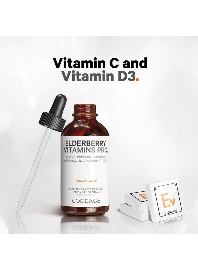 Codeage Elderberry Vitamins Pro - Organic Black Elderberry Liquid Drops - Vitamin C, D3, Zinc, Black Currant - 2-Month Supply - Black Sambucus Liquid - Supplement for Adults & Kids - 4 fl oz - Image 5