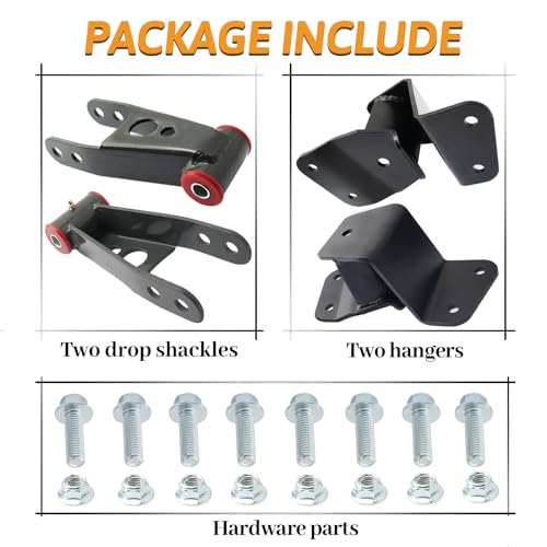 GDYDI 4'' Drop Shackles and Hangers Kit for 1988-1998 Chevy GMC C1500 2WD Lowering Set - Image 5
