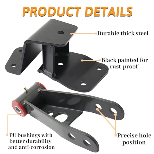 GDYDI 4'' Drop Shackles and Hangers Kit for 1988-1998 Chevy GMC C1500 2WD Lowering Set - Image 4