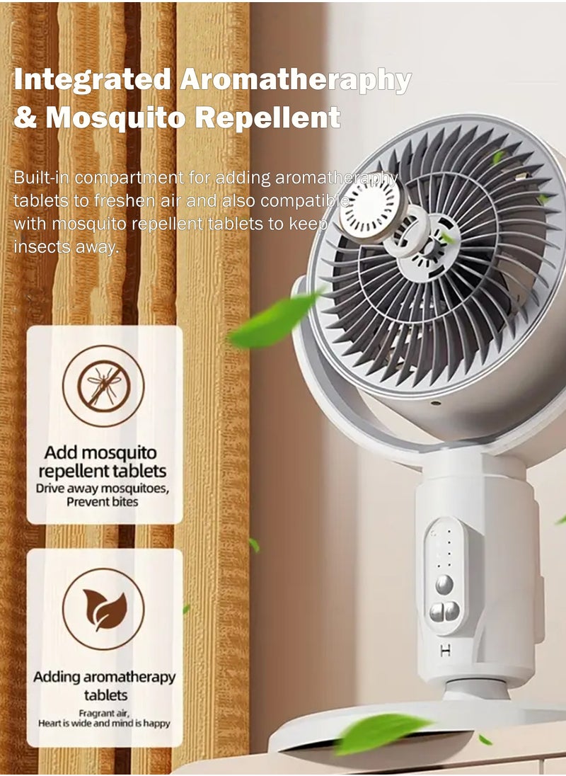 Toshionics - Floor Mounted Circulating Fan with Adjustable Height Built-In Aromatherapy and Mosquito Repellent Box 5-Speed Strong Wind Modes Remote Control and Battery Operation Automatic Left and Right Head Rotation Manual Up and Down Adjustment 8-Hour Timer Three-in-One Use as Bench Vertical or Floor Fan Quiet Motor Easy-to-Clean Detachable Design Ideal for Home Office RVs Camping Indoor and Outdoor Fan - Image 1